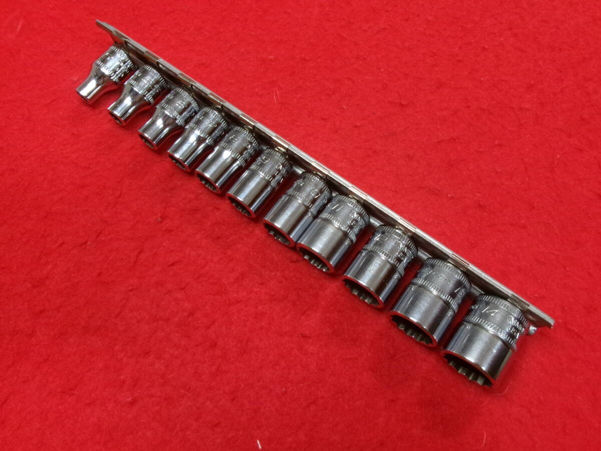スナップオン Snap-on 差込1/4 (6.3mm) 111TMMDY シャローソケット 11個 セット 5mm~14mm TMMD5~TMMD14 12角 ショートソケット拍卖