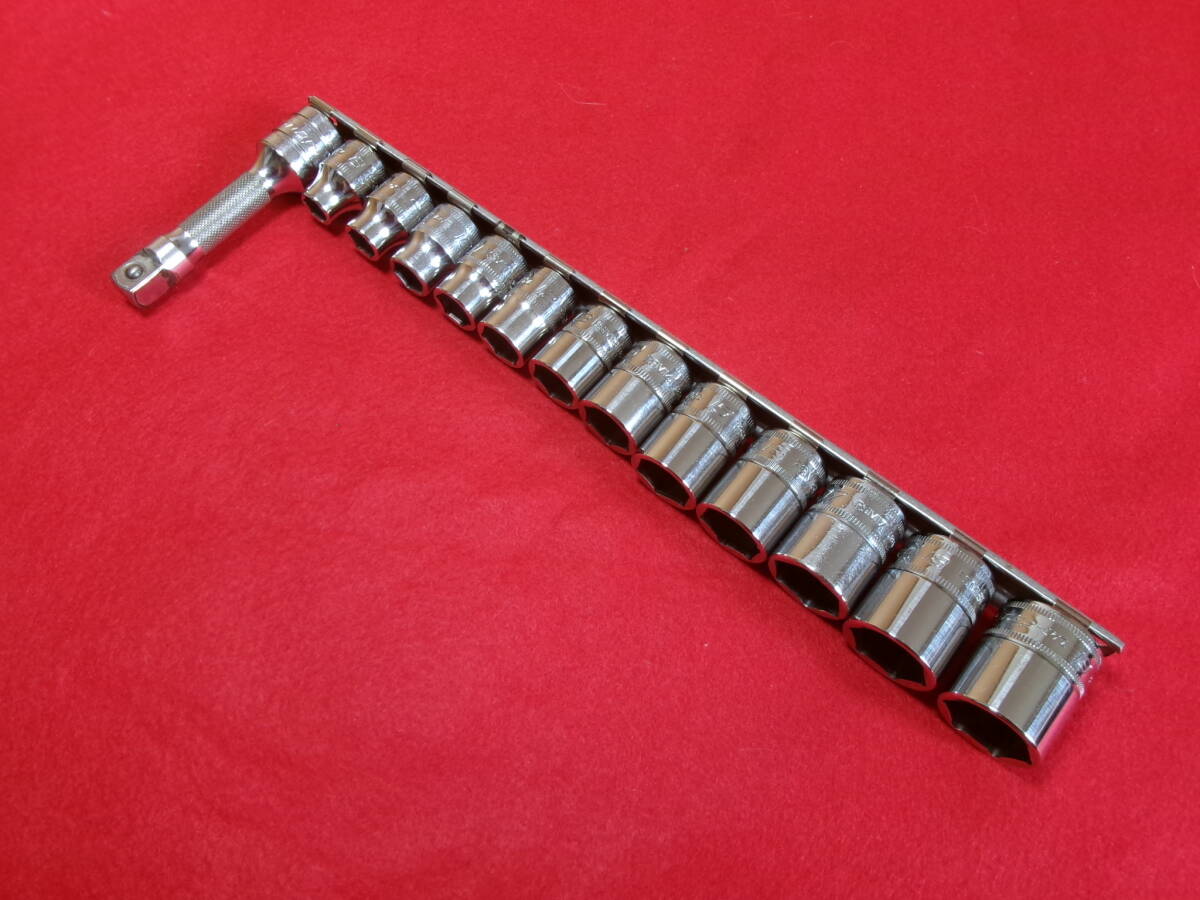 スナップオン Snap-on シャローソケット エクステンション バー 13個セット 8~19mm FSM81~191 FXK3 差込3/8sq 6角 ショートソケット拍卖