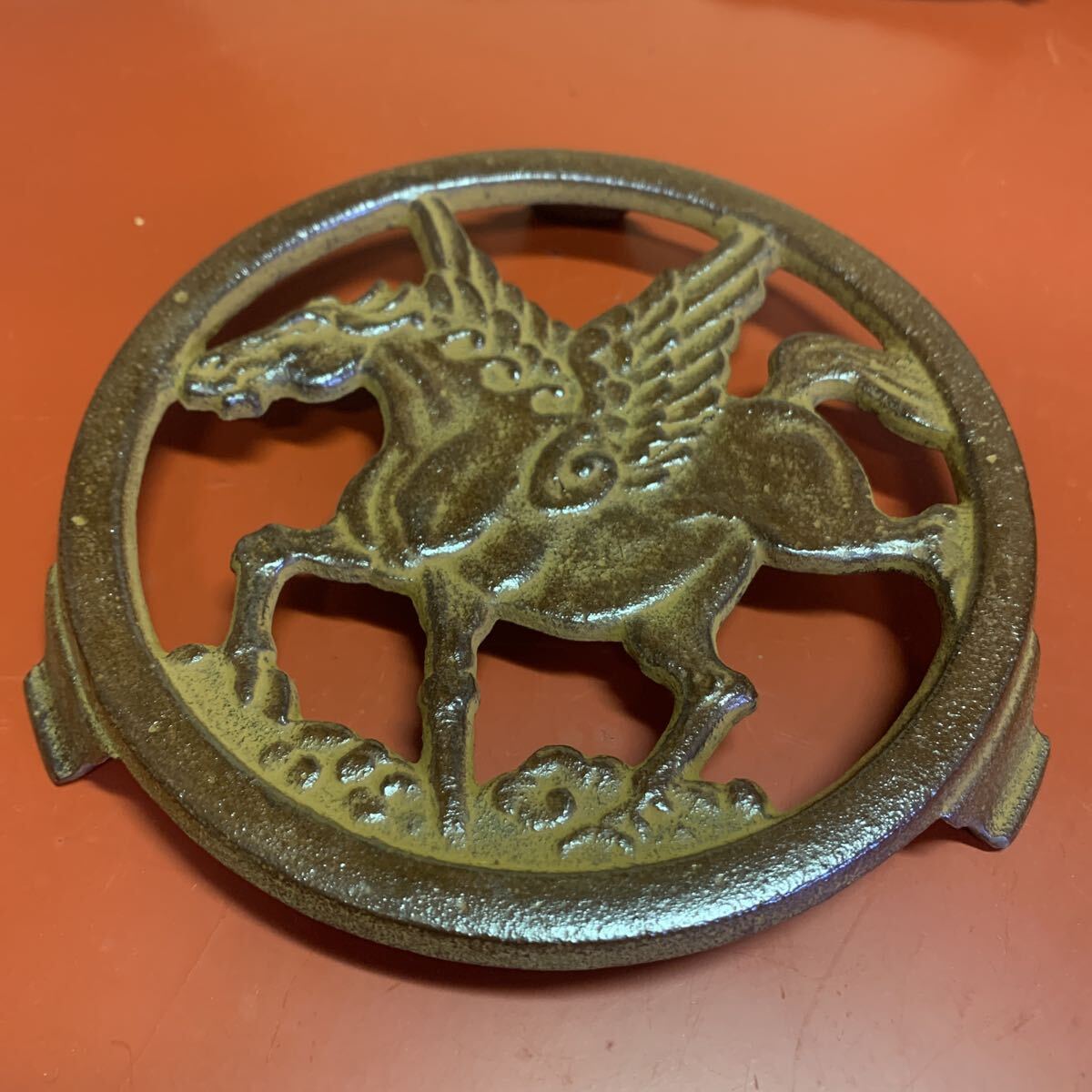 南部鉄器 釜敷き 鍋敷き 馬 ペガサス 南部鉄道拍卖