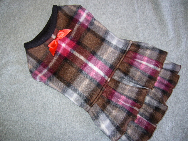 S小型犬赤&ブラウンタータンフリースワンピ拍卖