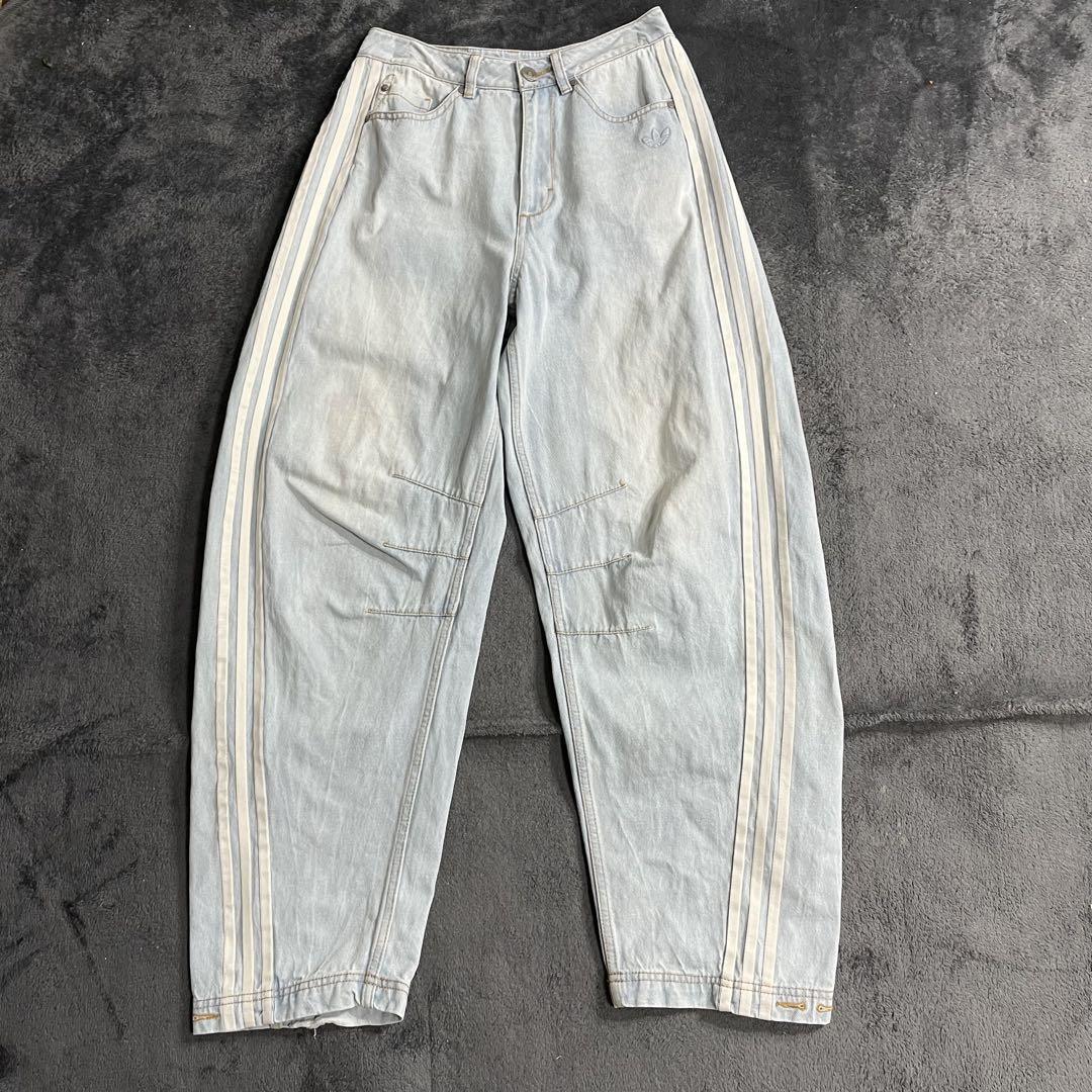 ADILENIUM バナナフィット ウォッシュドデニムパンツadidas ワイド拍卖
