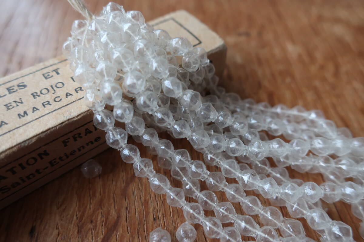 フランスアンティーク ロスレー社 ヴィンテージスフレビーズ 多角クリア 4.5ミリ 1連拍卖