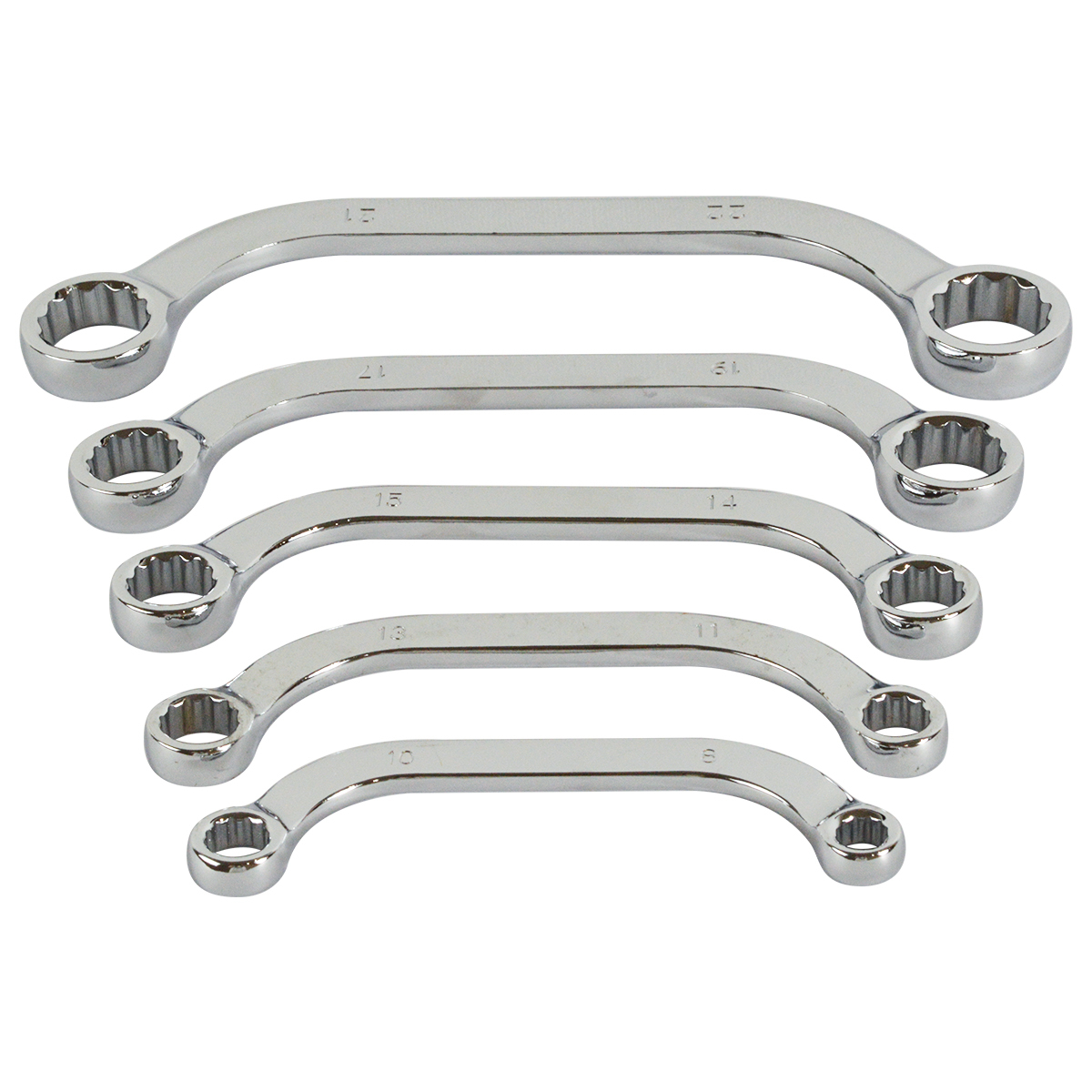 5種類 5本セット ハーフムーンレンチ 8-22mm ハーフムーン メガネ レンチ 8mm/10mm/11mm/13mm/14mm/15mm/17mm/19mm/21mm/22mm拍卖