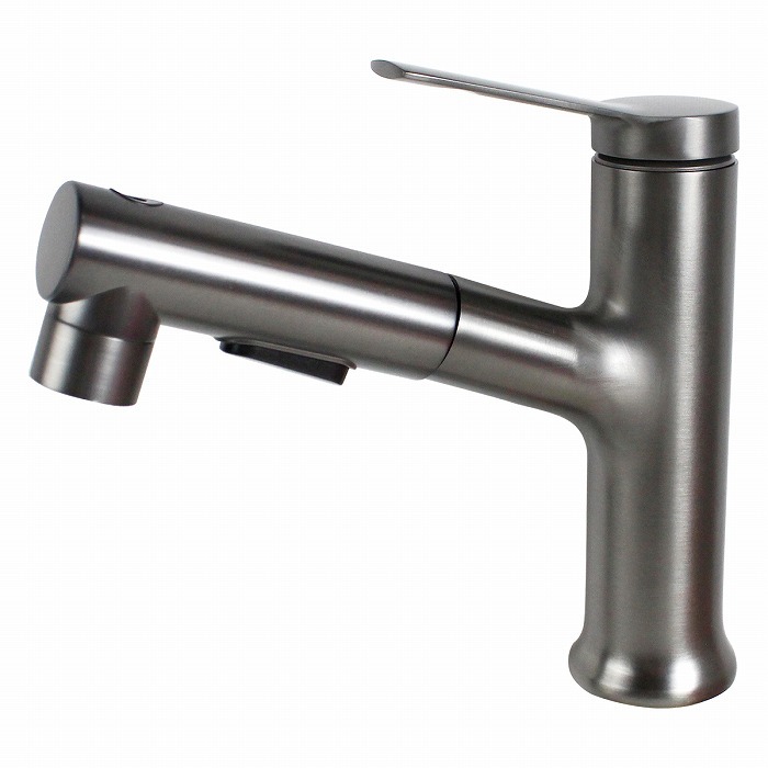 グレー 噴水機能付き 引出し式 キッチン用 混合栓 シングルレバー 蛇口 水道 リフォーム 水栓 シャワー 噴水 泡水 ストレート拍卖