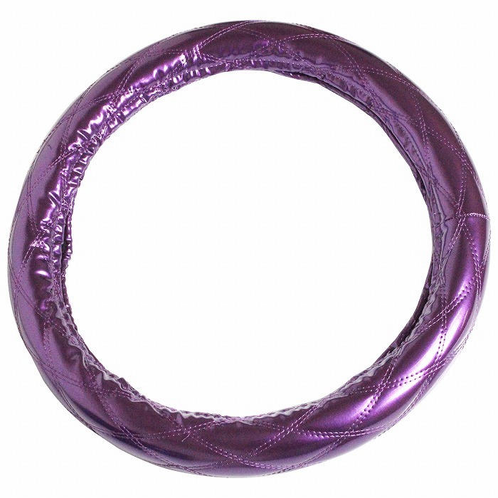 極太 太巻き エナメル ダブルステッチ ダイヤカット トラック ハンドルカバー 艶パープル×紫糸 Lサイズ UD 大型クオン/フレンズクオン拍卖