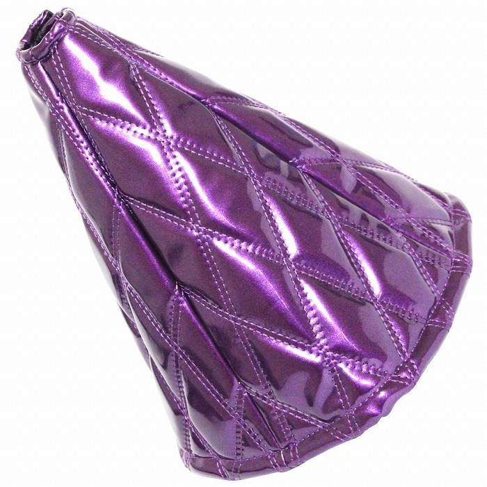 汎用 4トン トラック~大型トラック シフトブーツ カバー エナメル調 パープル×紫糸 ダブルステッチ ダイヤカット キルティング拍卖