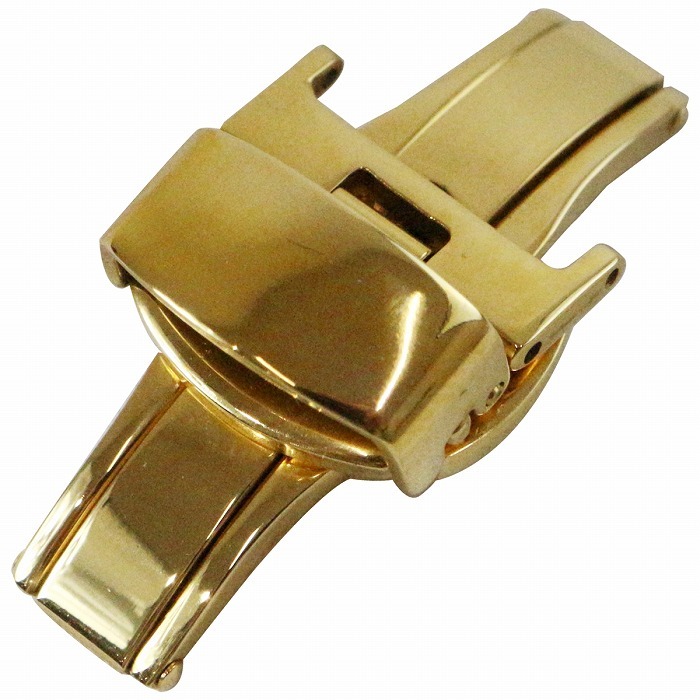 【送料220円】『16mm』プッシュ式 Dバックル ゴールド/金 バネ棒/バネ棒外し 両開き 観音開き 腕時計ベルト 時計バンド 留め具 尾錠 交換用拍卖