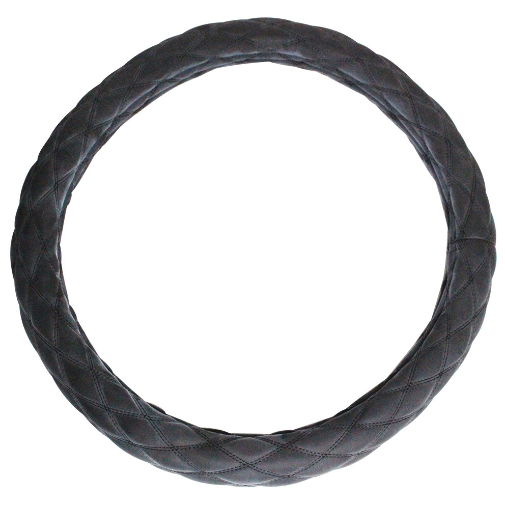 モコモコ ヌバック調 スェード 艶消し ダブルステッチ ダイヤカット ハンドルカバー ブラック×黒糸 Lサイズ いすゞ 4t 07フォワード拍卖