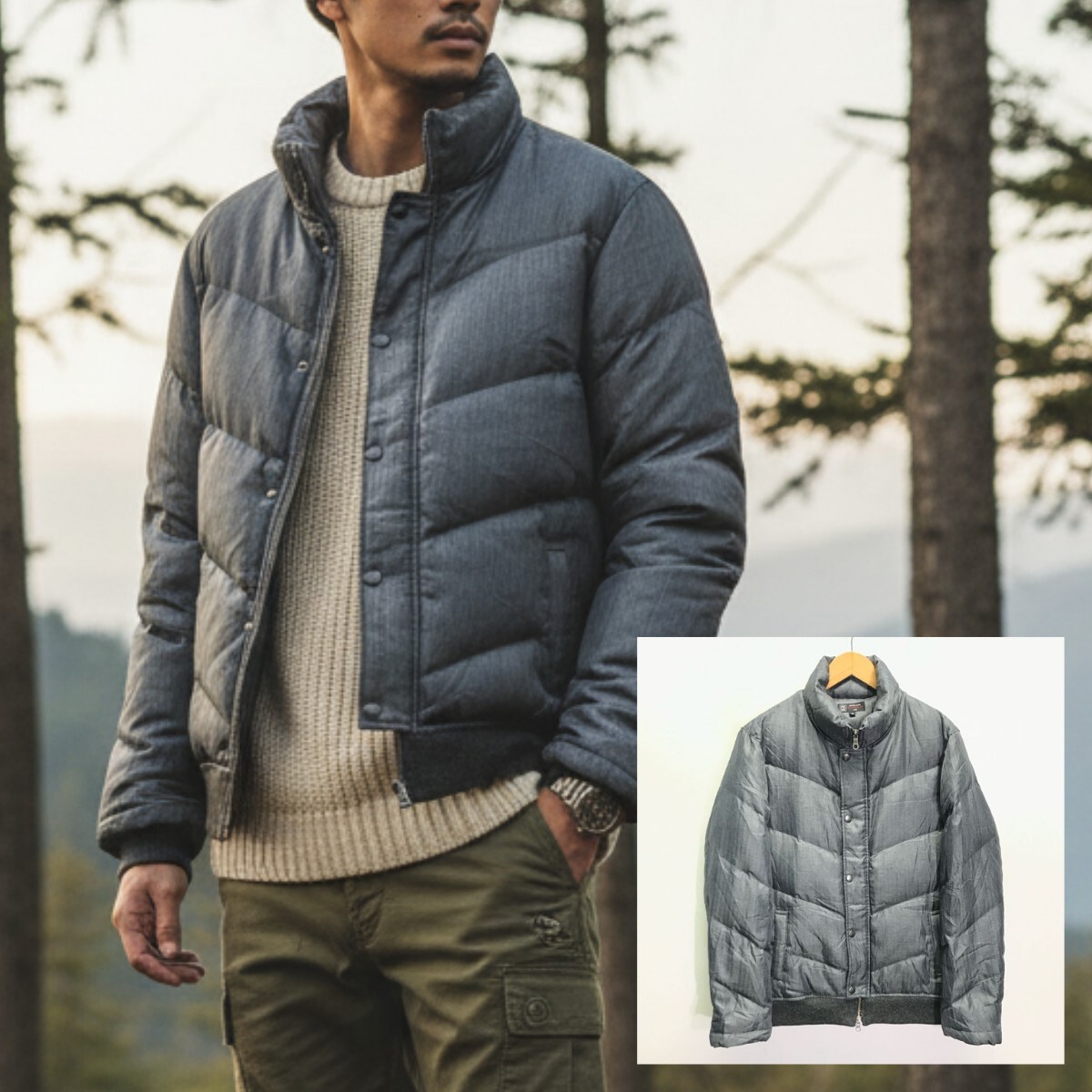 軽い着心地◎【MICHEL KLEIN】ミッシェルクラン ダウン ジャケット ジャンパー アウター 防寒 上着 アウトドア 着回し グレー 48 /Y30124iD拍卖