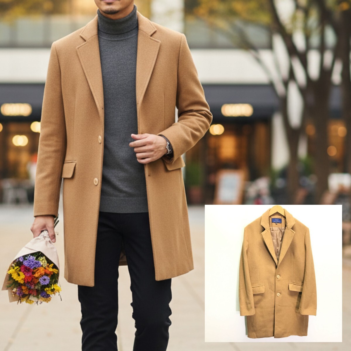 大人の雰囲気◎【URBAN RESEARCH】アーバンリサーチ ITEMS チェスターコート アウター 上着 ジャケット モード 紳士 ブラウン 40/Y30008iD拍卖