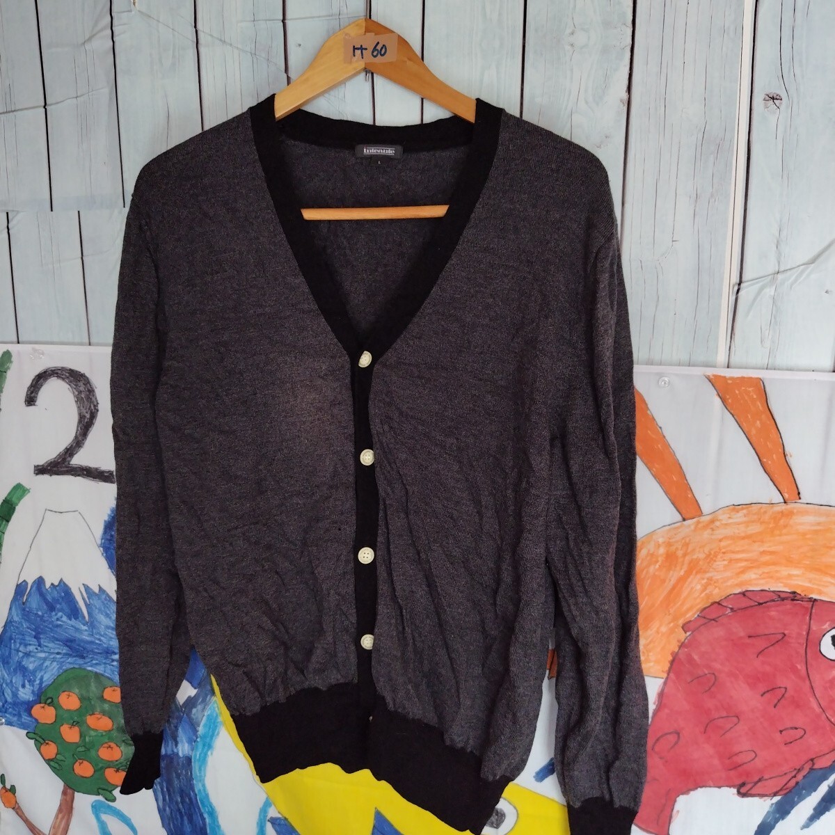 inteante メンズLサイズ 長袖 カーディガン ニット け60拍卖