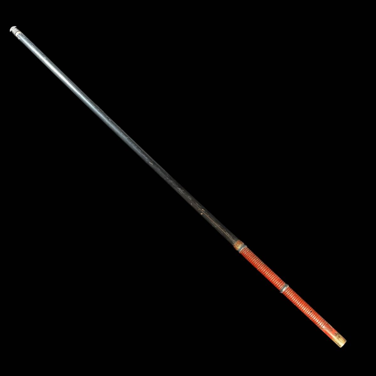 薙刀拵え 柄のみ 全長193.5cm 江戸期頃 金具 銀杏形石突 男持ち 薙刀外装 拵え 薙刀拍卖