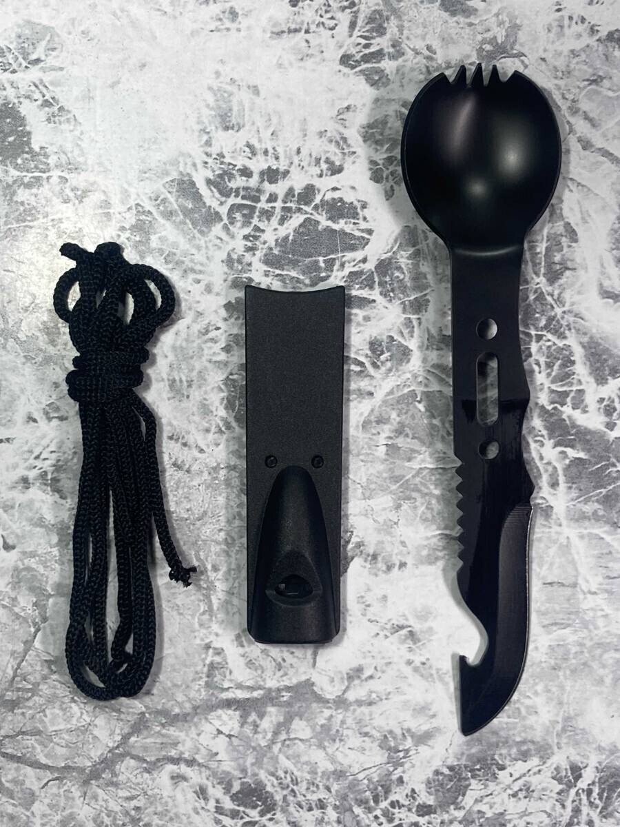 ◆同梱発送可◆「先割れ スプーン/ナイフ/ホイッスル キャンプ用 マルチツール」fire_sale 【タグ:アウトドア、ミリタリー】拍卖
