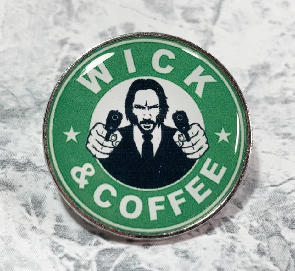 ◆同梱発送可◆「ジョン・ウィック/キアヌ・リーブス ピンバッジ ウィック&コーヒー」fire_sale 【タグ:映画、アクセサリー】拍卖