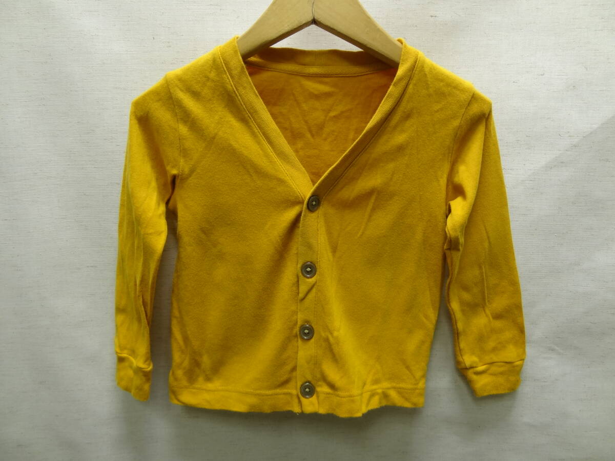 全国送料無料 ユニクロ UNIQLO 子供服キッズ男&女の子 カットソー素材 人気のからしマスタード色 カーディガン 100拍卖