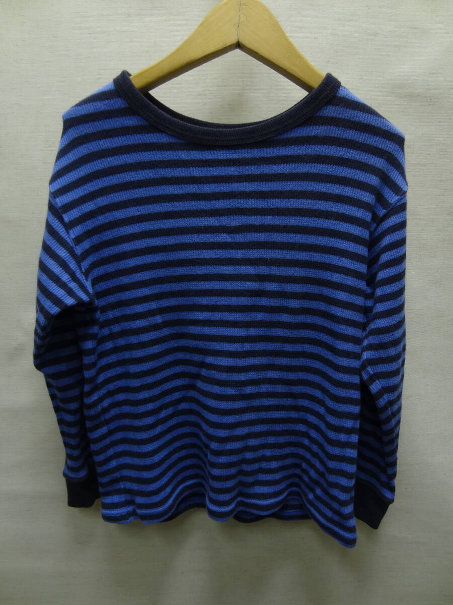 全国送料無料 ユニクロ UNIQLO 子供服キッズ男&女の子 ボーダー柄 ストレッチ リブ ワッフル素材 L/S 長袖Tシャツ 130拍卖