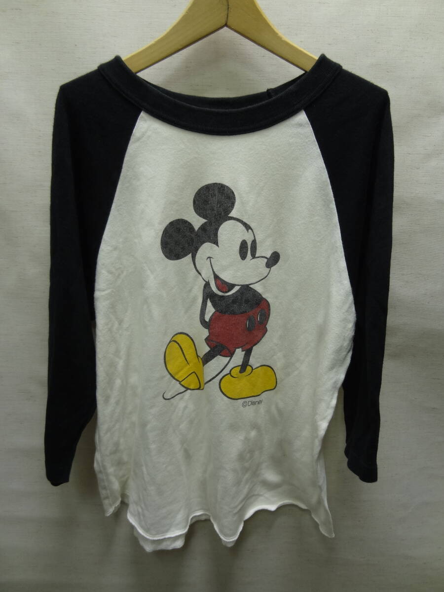 全国送料無料 ビームス ボーイ BEAMS BOY X ミッキーマウス 子供服キッズ男&女の子 7分袖 ベース―ボール Tシャツ 160(SIZE BOY)拍卖