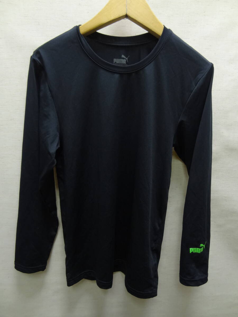 全国送料無料 プーマ PUMA 子供服キッズ男&女の子 ポリエステル90%ポリウレタン10% ストレッチ素材 スポーツ長袖 黒色 Tシャツ 140③拍卖