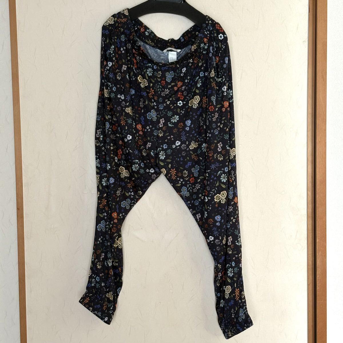 H&M ジャージパンツ L 相当 花柄パンツ ルームウェア 拍卖