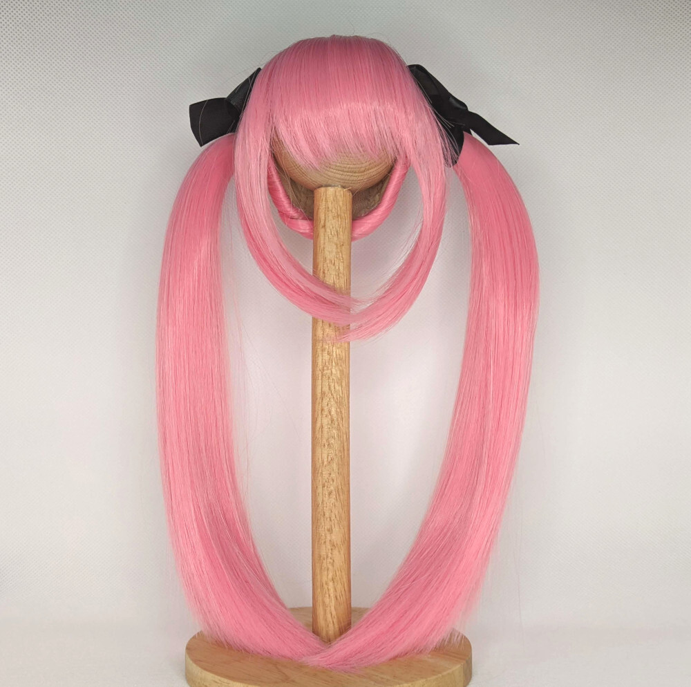 ドールウィッグ 8-9インチ ロングツインテール ピンク拍卖