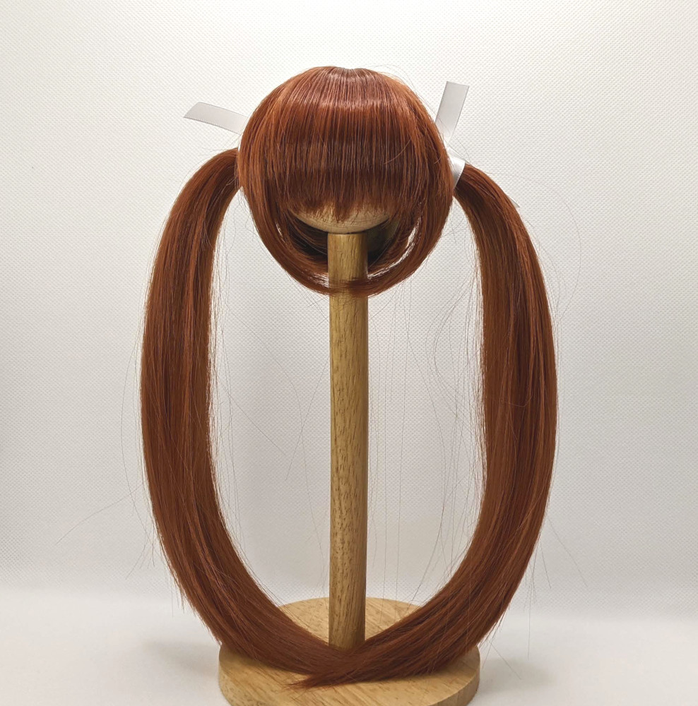 ドールウィッグ 8-9インチ ロングツインテール マロンブラウン拍卖