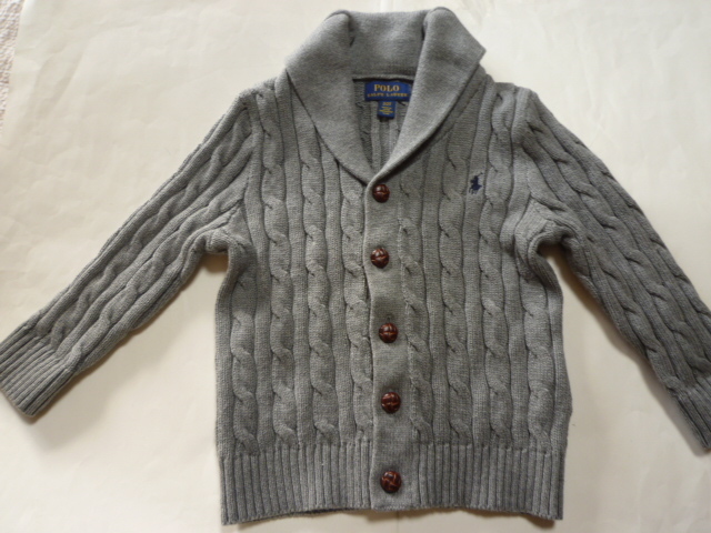 POLO RALPH LAUREN ポロラルフローレン 子ども キッズ コットン ニット カーディガン グレー 2/2T★送料込み拍卖