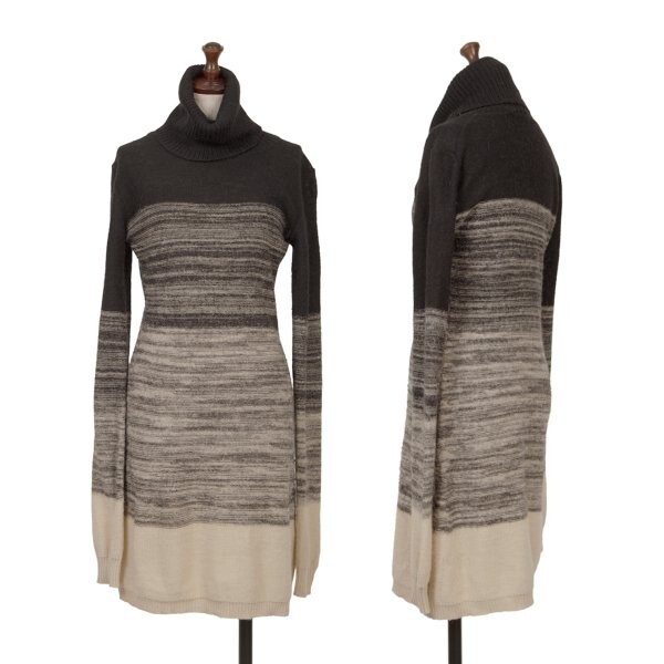 ディーゼルDIESEL アルパカ混紡タートルネックニットチュニック 黒ベージュXS拍卖