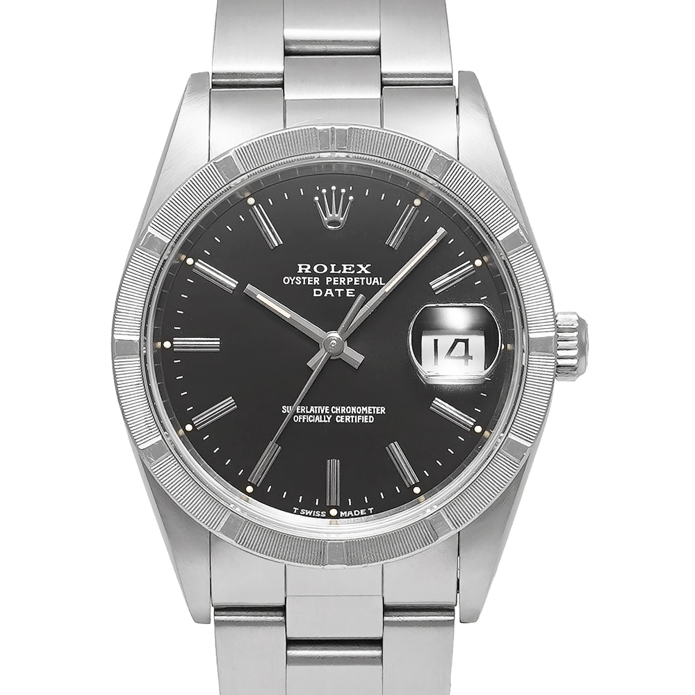 S番 1995年保証書付き ROLEX オイスターパーペチュアル デイト Ref.15210 ブラック 中古品 メンズ 腕時計拍卖