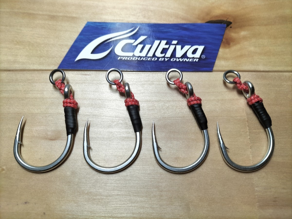 9/0 カルティバSJ-41TN 使用 プラグ用シングルフック 4本セット (自作品)ブリ ヒラマサ対応 錆に強いスーパーティン処理拍卖