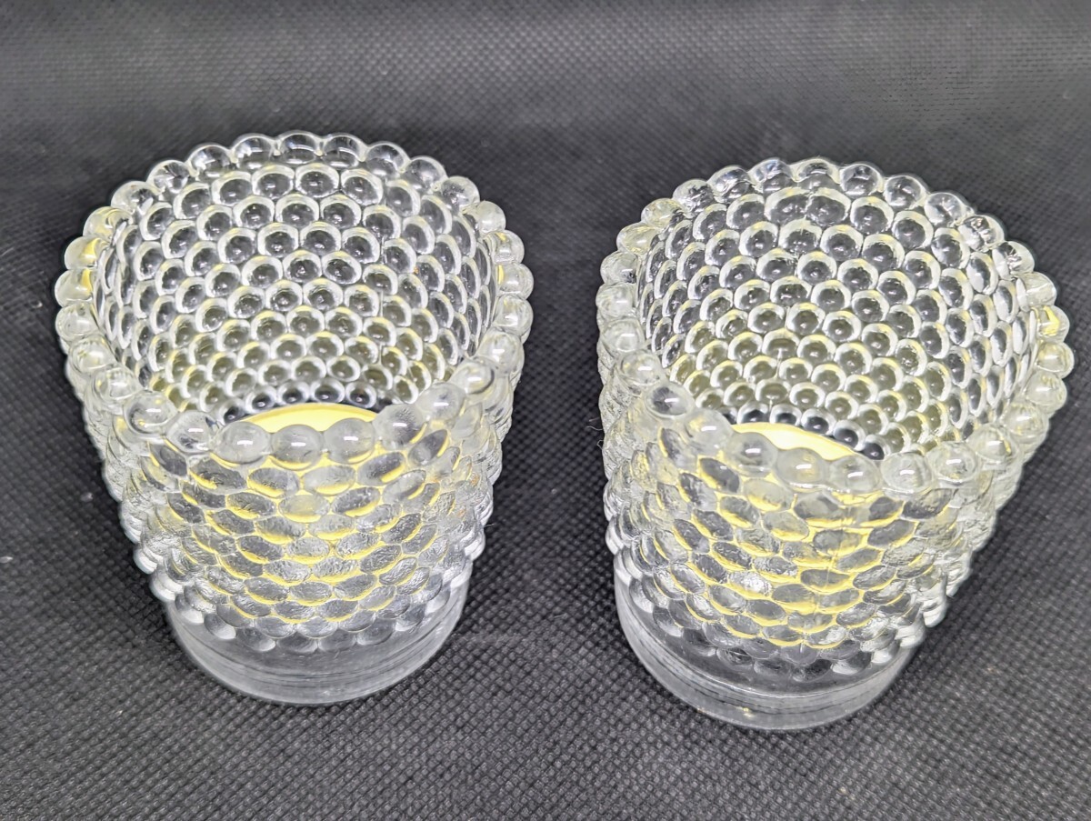 ホブネイルガラスのキャンドルホルダー ティーライトキャンドル付 昭和レトロ拍卖