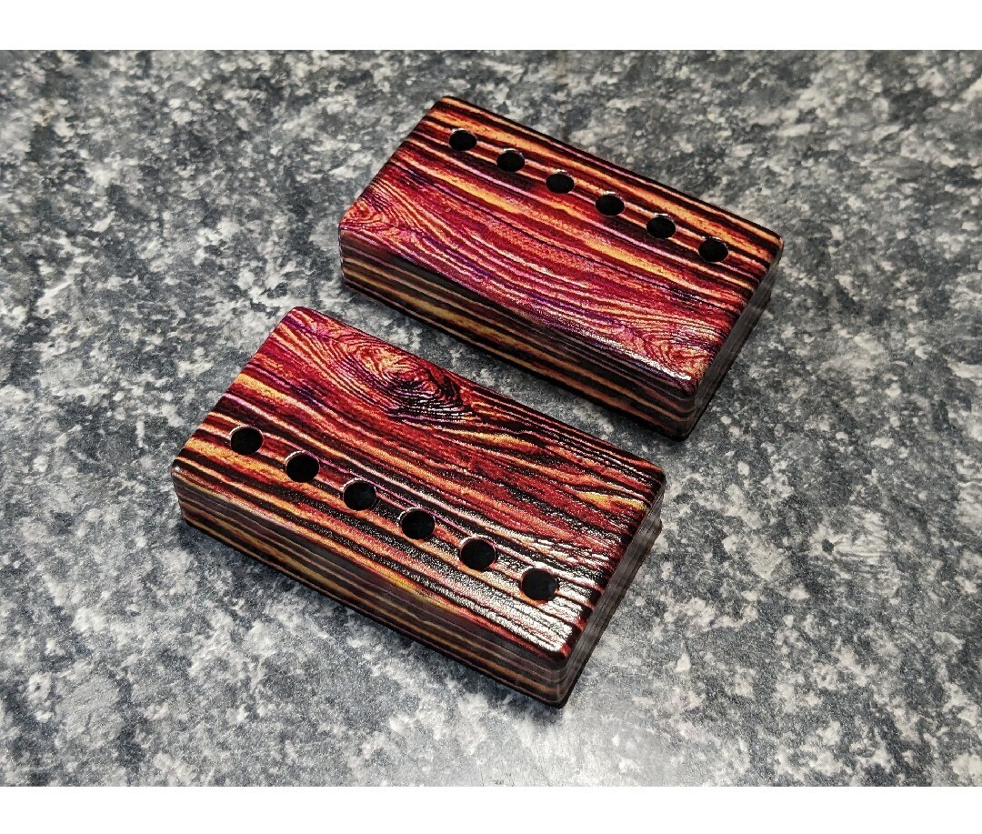 ピックアップ カバー ブラス製 木目調パターン 1セット ギター拍卖