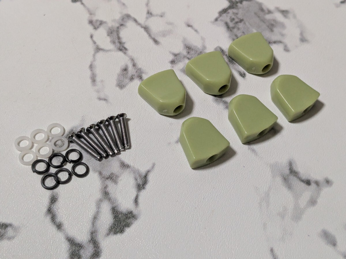 ペグボタン 6個 キーストンボタン 緑拍卖