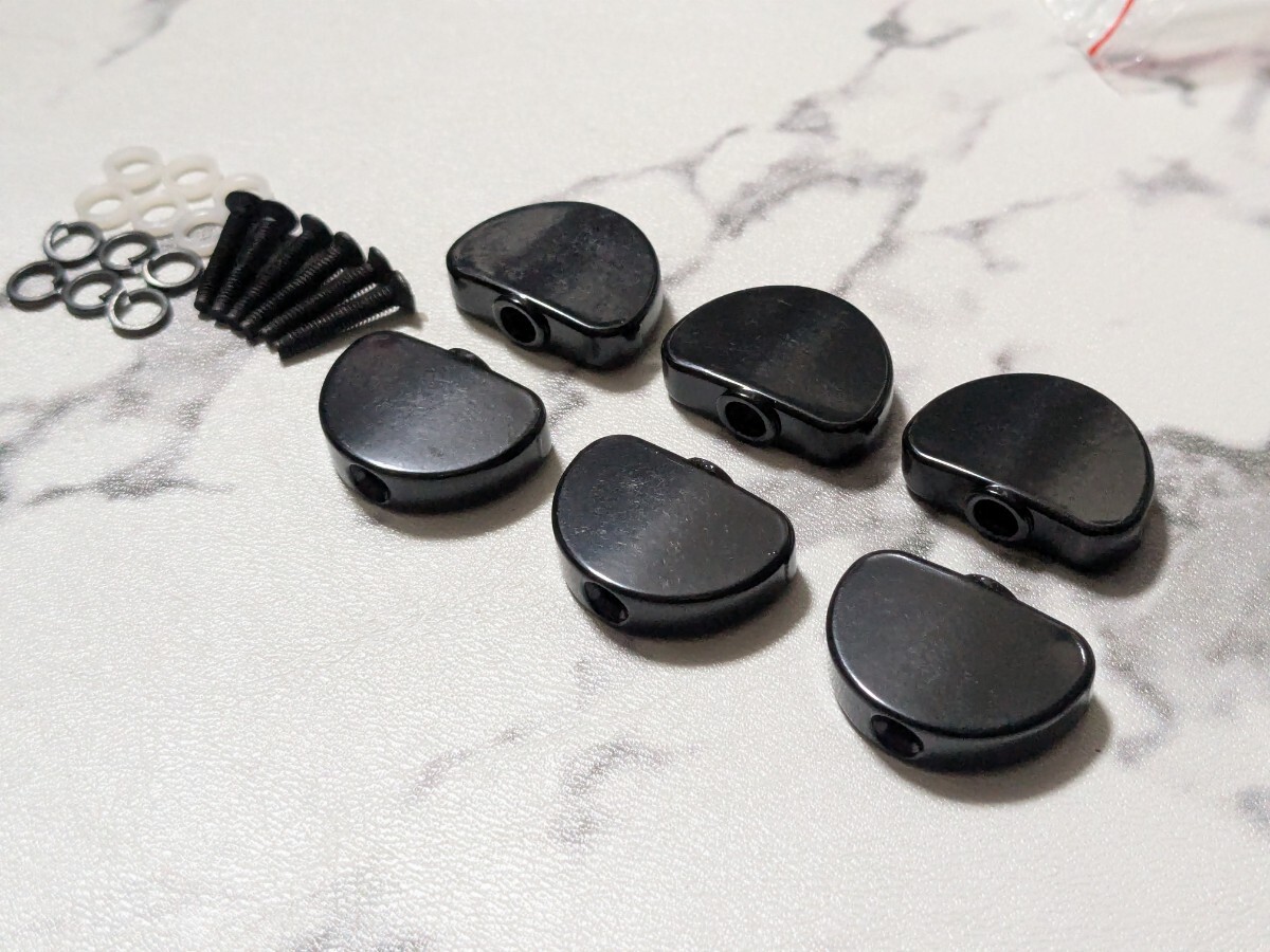 3:3 ペグボタン 6個 メタル ハーフムーン ブラック拍卖