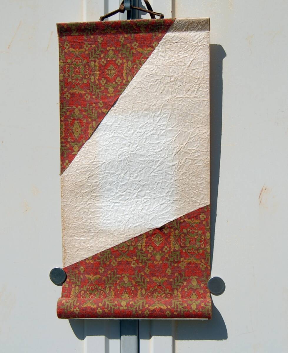 掛け軸 はがきサイズ用 ミニ掛け軸 俳句・短歌 和紙 茶道具 39×20cm USED拍卖