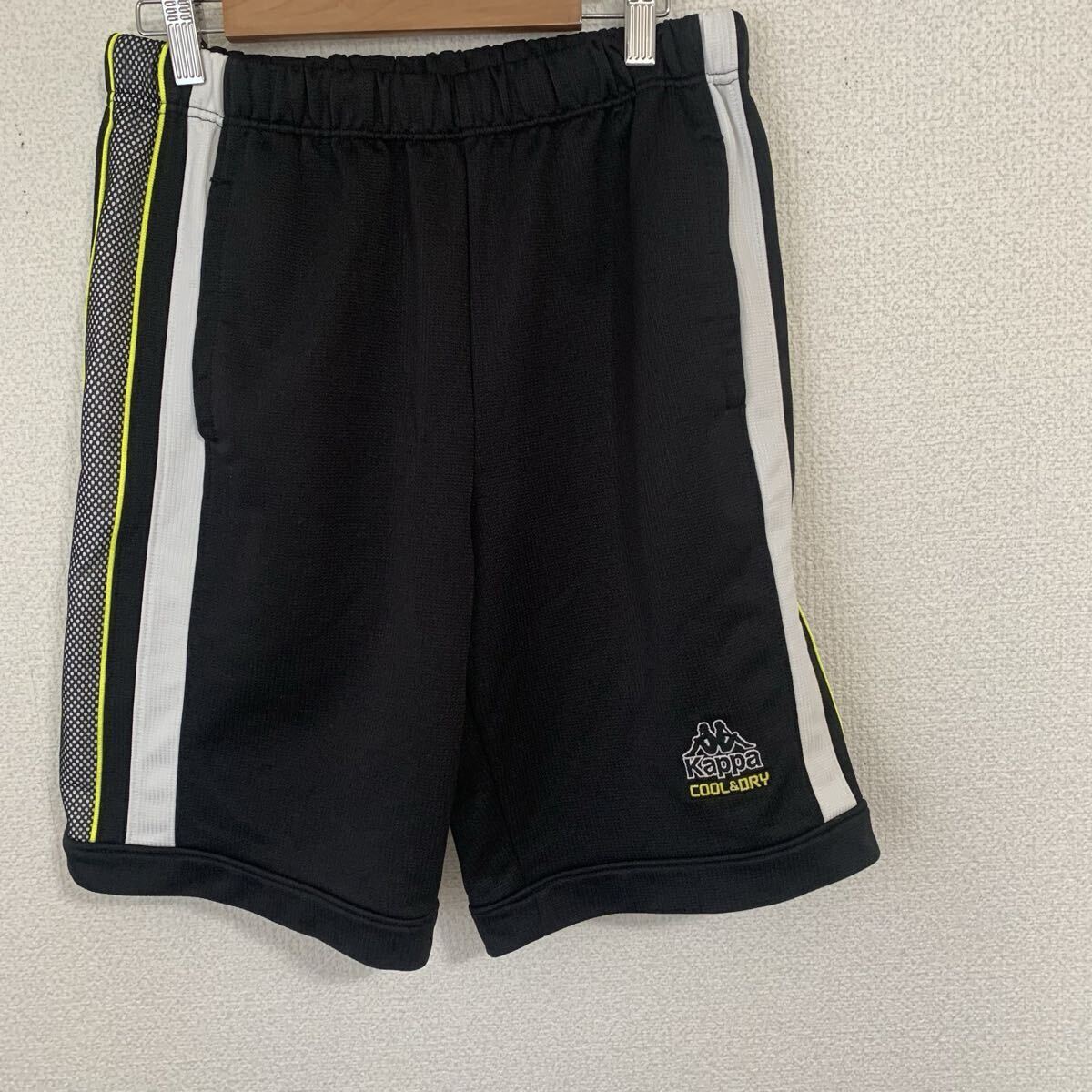 USED KAPPA カッパ  ハーフパンツ ジャージ メンズLサイズ 黒 サッカー フットサル 練習着 トレーニングウェア拍卖