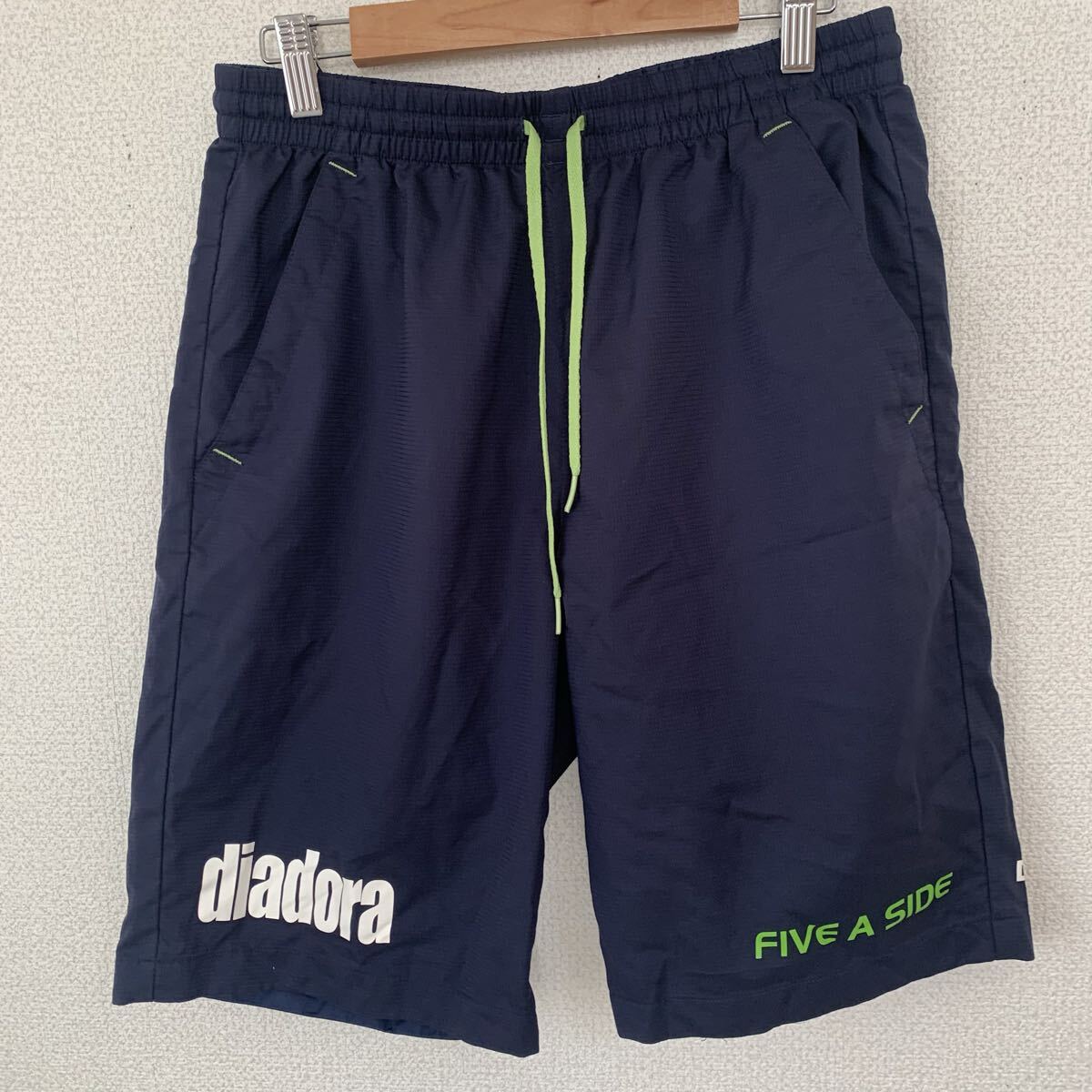 【USED】diadora FIVE A SIDE ディアドラ ショートパンツ ハーフパンツ メンズLサイズ 紺系 トレーニングウェア パンツ 拍卖