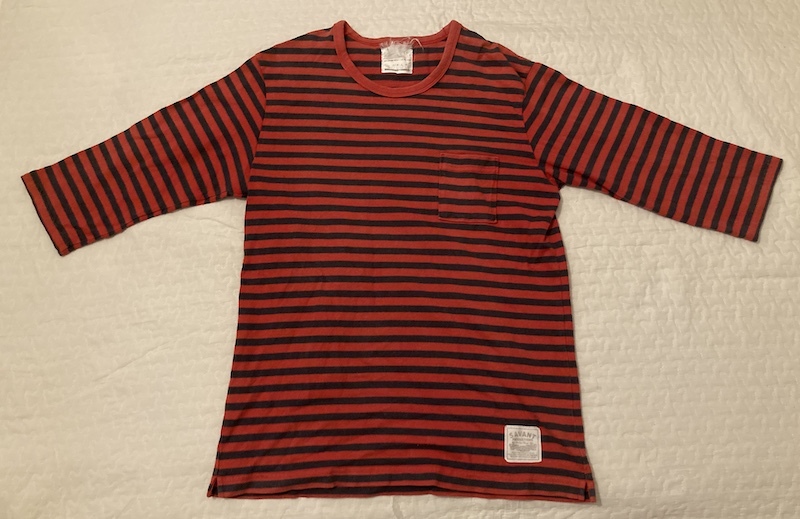 【限定】 SAVANT ボーダーシャツ Lサイズ 長袖 限定品 ポケットシャツ 赤×紺 拍卖