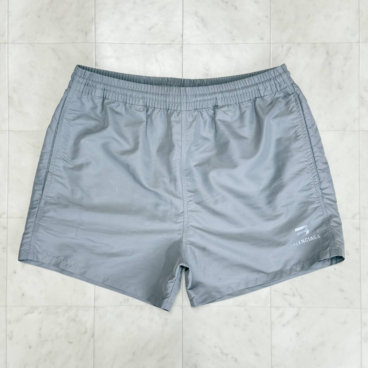 BALENCIAGA バレンシアガ698319 4C3B9 ロゴプリント ショーツ XSサイズ ※水着としての着用無し※拍卖