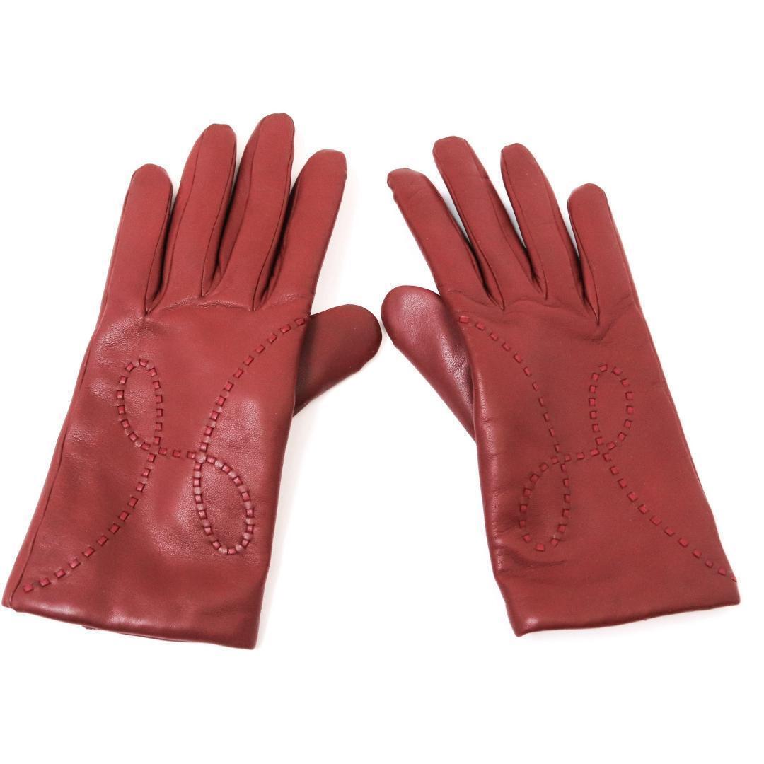 エルメス リスボン レザーグローブ ラズベリー 羊革×カシミヤ 8サイズ 318拍卖