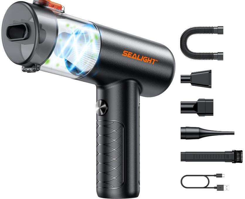 ハンディクリーナー【2025新販売】多機能 車用掃除機 コードレス 吹き飛ぶ/吸い込む/空気入れ/空気抜き 強力吸引 ハンディ掃除機 USB充電拍卖