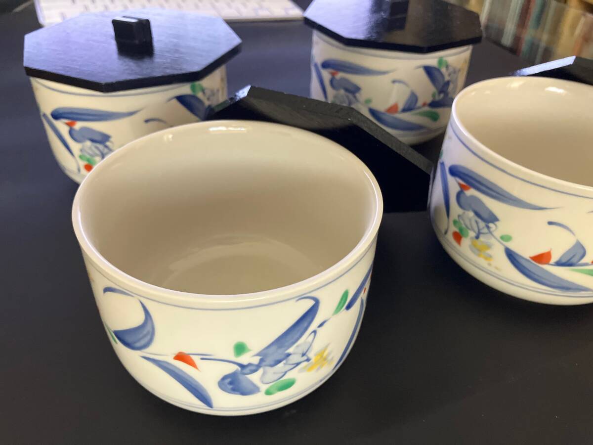 【お蔵出し・たち吉・橘吉】未使用・フタ付き 「飯器」 4客セット【木箱入り】拍卖