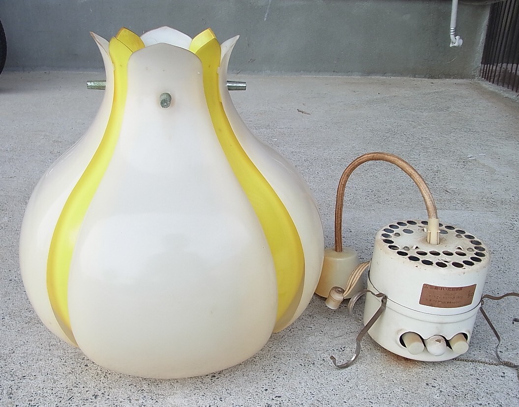 昭和レトロ ペンダントライト ☆ビンテージ 吊り下げペンダント レトロポップ フラワー柄 汚れあり拍卖