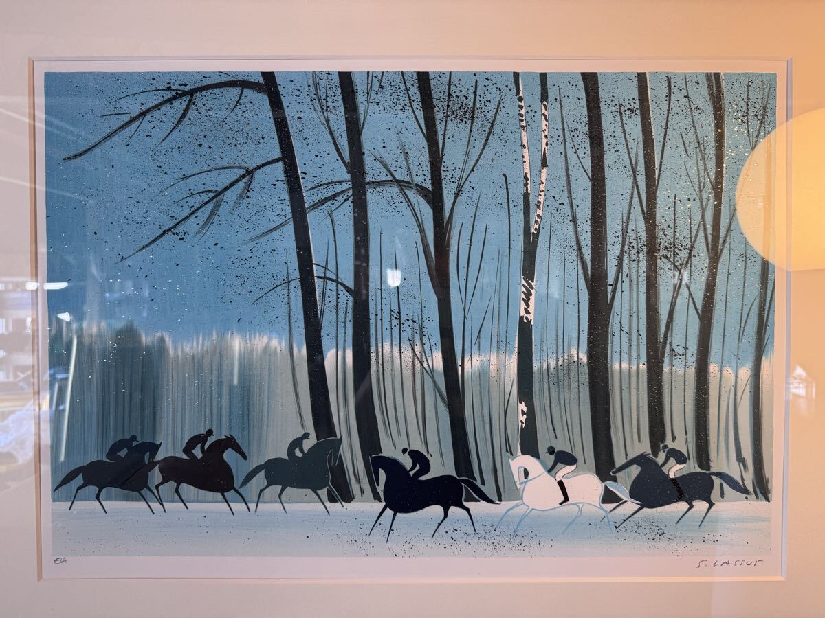 真作 セルジュ・ラシス 『 ブローニュの森(冬)』 リトグラフ edition E.A フランス出身 セザンヌ、デュフィの影響を受けた 画家 馬 版画 拍卖