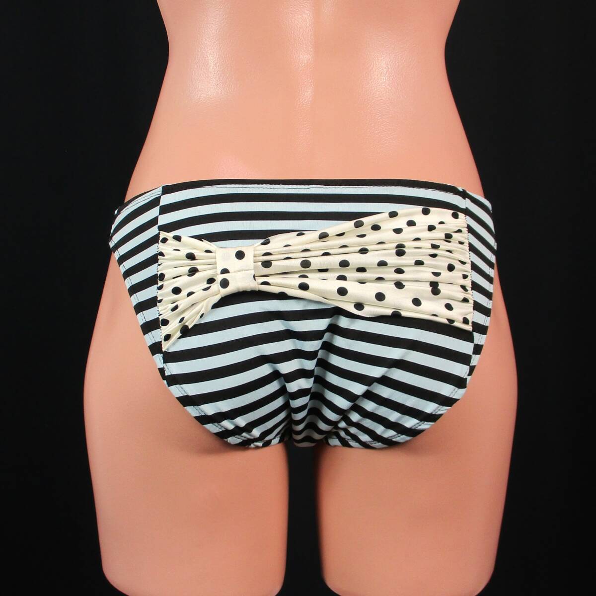 E8909★Dahong ボーダー 水着 ボトム ビキニ パンツ レディース 韓国製 ハイレグ リボン かわいい スイムショーツ 水泳 プール ビーチ 海拍卖