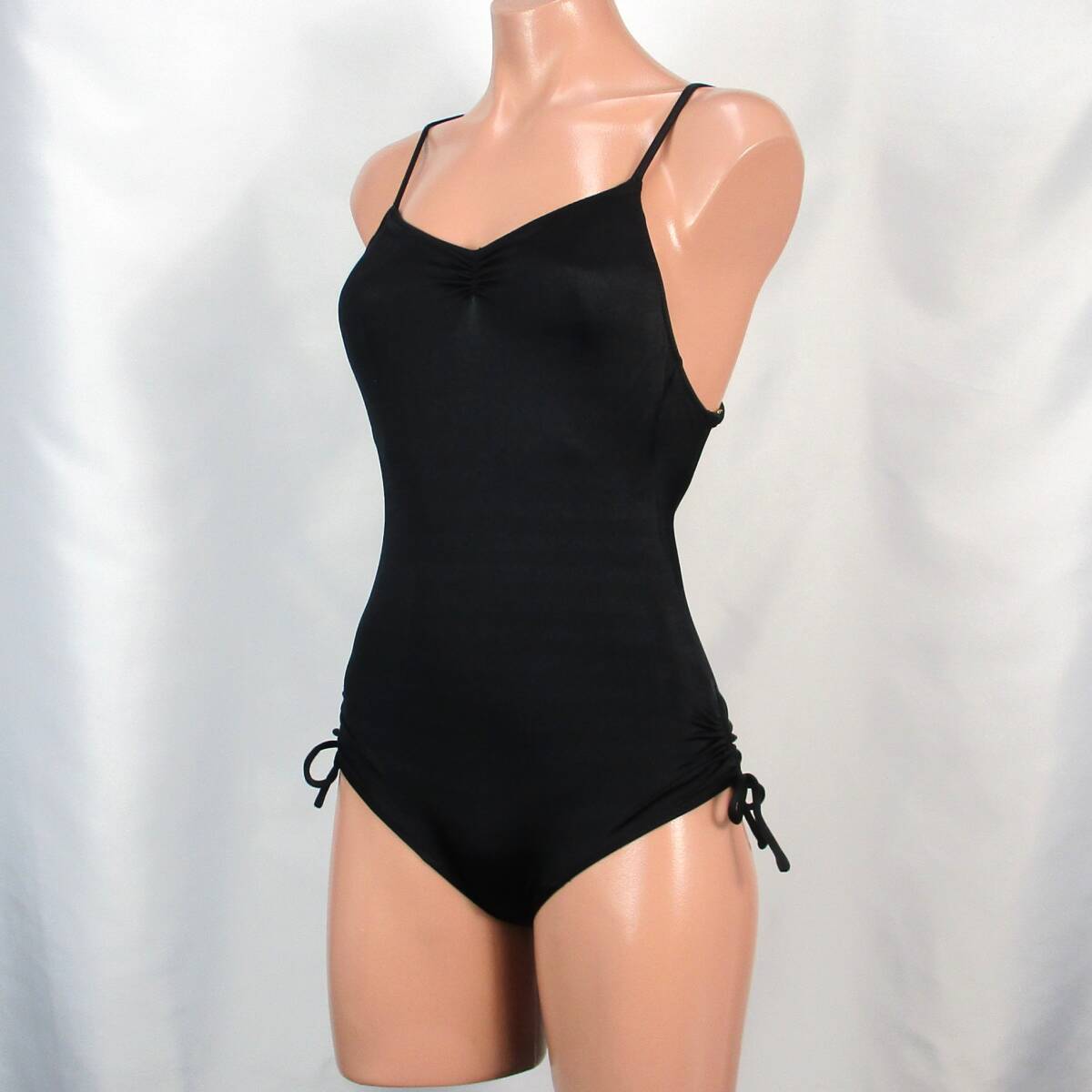 E8968★レトロ かわいい 黒 水着 ワンピース レディース 9M リボン ブラック シンプル 韓国製 水泳 スイム プール ビーチ 海拍卖