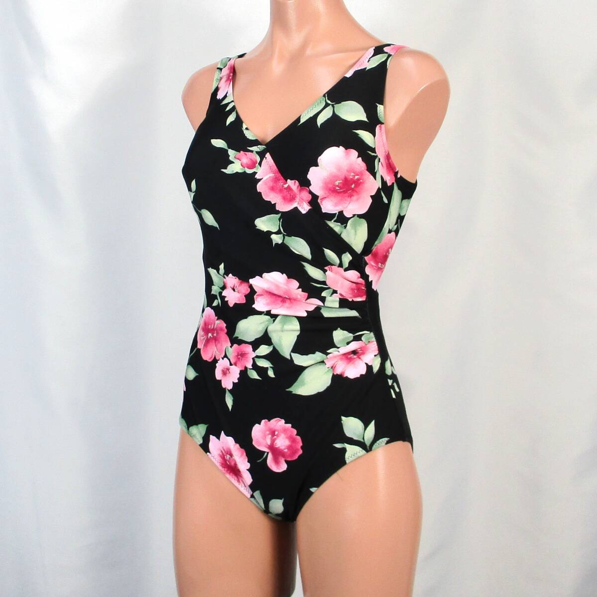 E9000★ハイレグ セクシー おしゃれ 花柄 水着 ワンピース レディース 9M ピンク 黒 ブラック 目立つ 派手 水泳 プール ビーチ 海拍卖