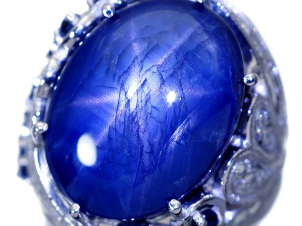 【ジュエリー極】鑑付 ビルマ産 極上天然非加熱スターサファイア26.16ct&ダイヤ0.78ct 超高級Pt900リング h7753vlml【送料無料】拍卖