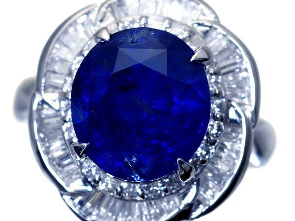 【ジュエリー極】鑑付 極上品 超特大天然ロイヤルブルーサファイア5.36ct&ダイヤ1.60ct 超高級Pt900リング h7797ovo【送料無料】拍卖