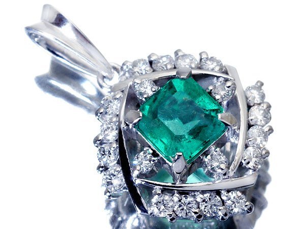 【ジュエリー極】鮮やかグリーン!良質天然エメラルド0.59ct&ダイヤモンド0.28ct 高級Pt900ペンダントヘッド h7849vr【送料無料】拍卖