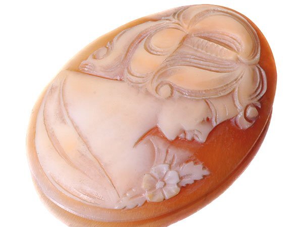 【ジュエリー極】アンティーク 華やかな女性の彫刻 高級シェルカメオルース 45.5mm×33.3mm w5709-m【送料無料】拍卖